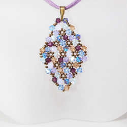 Pendant 30cm - Shea Rhombus M-Mauve Suedine - Pendant 30cm - Laiton bronze